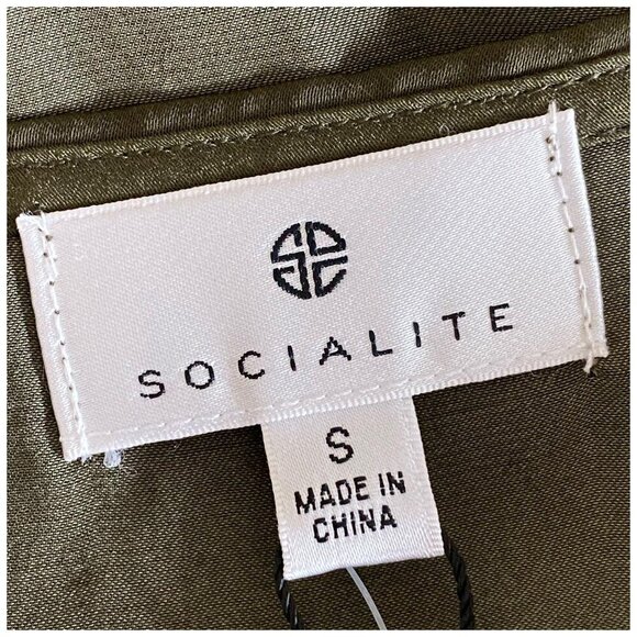 Socialite NEW Lace Trim Satin Bodysuit in Olive Green Women's Size S NWT - Picture 4 of 8